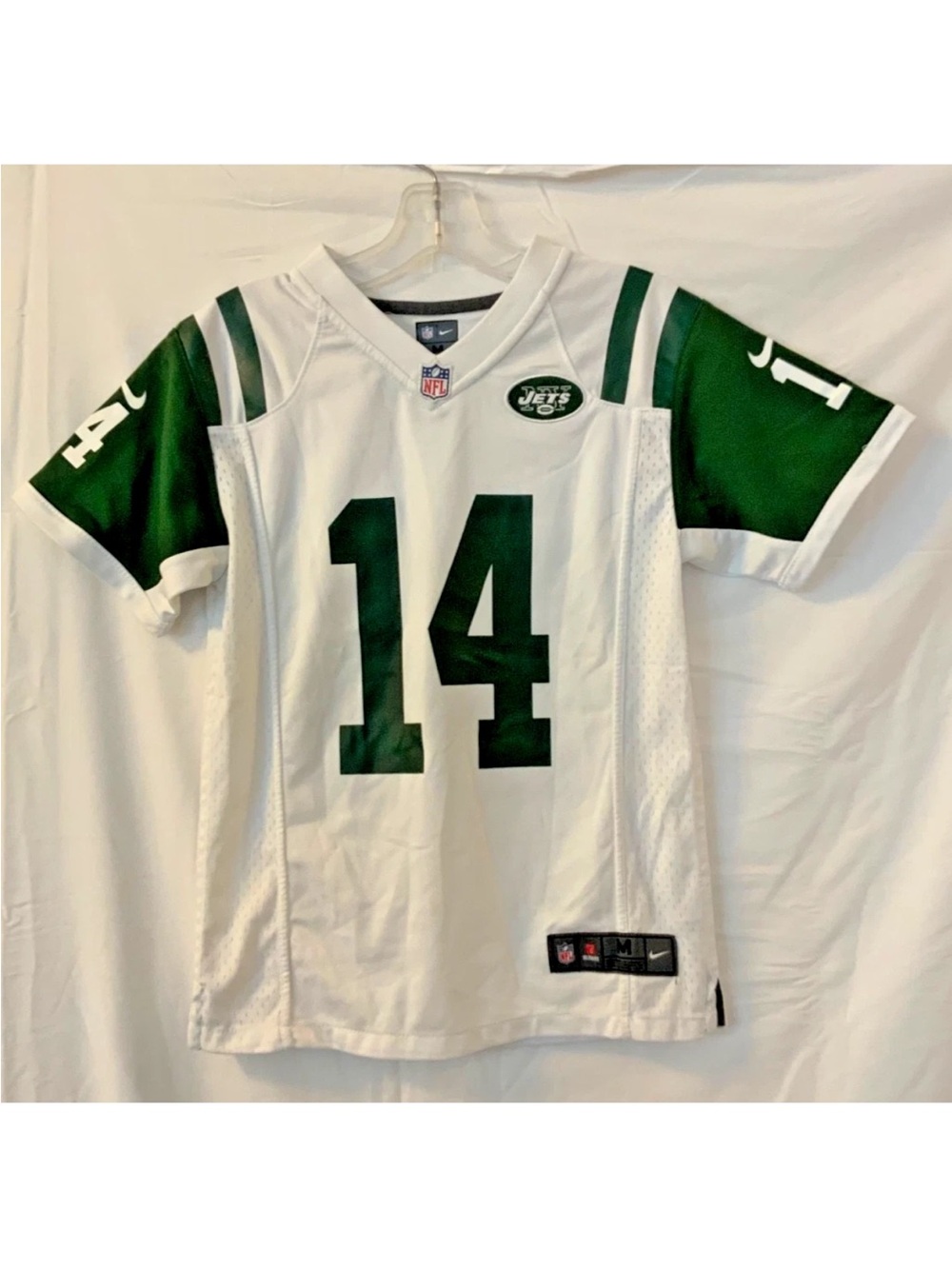 Nike NFL Youth Medium New York Jets #14 Darnold White & Green Football Jersey